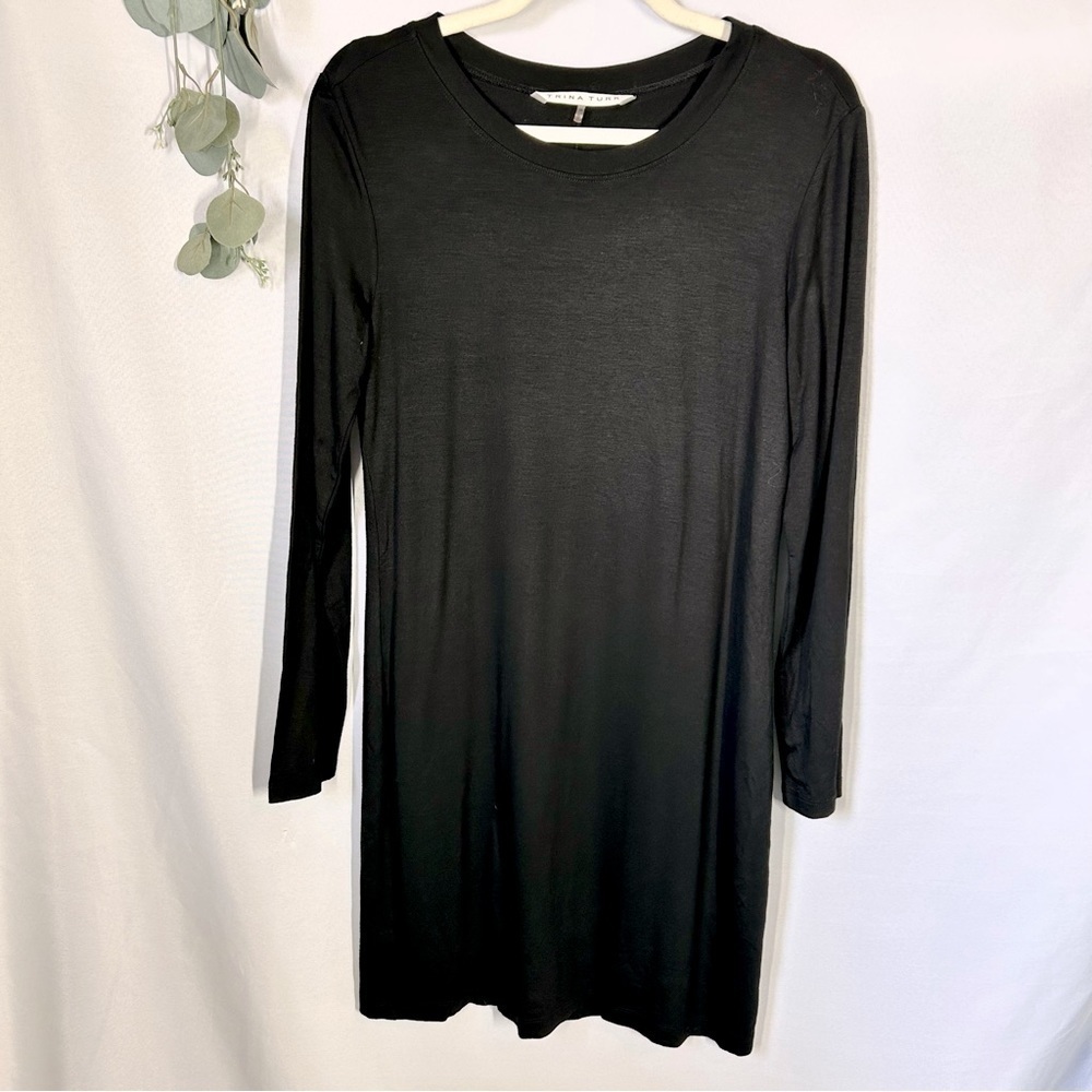 Trina Turk | Black Stretchy Long Sleeve Lined Dress Size Small